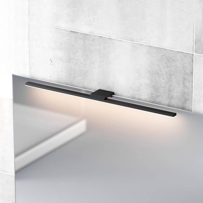 MCJ LED spiegellamp Triga IP44 zwart 60cm, 4.000K