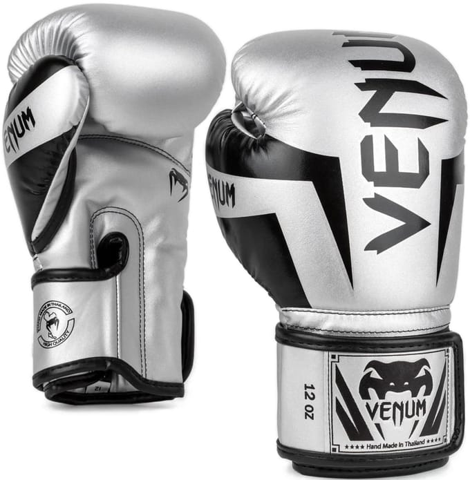 Venum Elite Bokshandschoenen Microfiber Zilver Zwart - 10 OZ