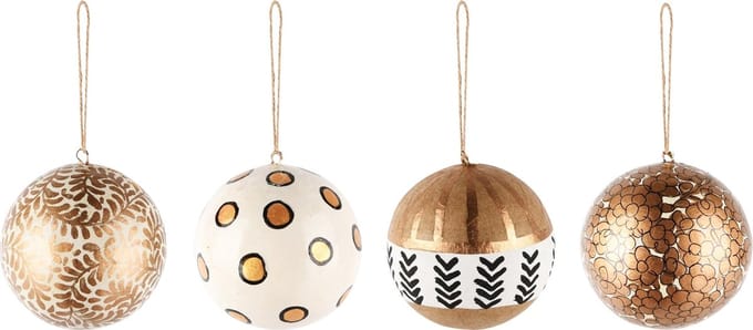 Dekoratief | Hanger bal, goud/wit/zwart, karton, 7x7x7cm, 4ass. | A248192