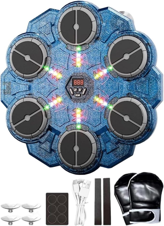 Muziek Boksmachine - Wanddoel Trainer - Interactieve Workout - Dynamische Intensiteit - 33.5x36.5cm - Blauw