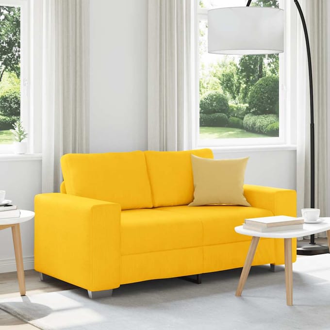 vidaXL - Loveseat - Sofa - Lichtgeel - 160x77x82 - cm - Corduroy - Stof