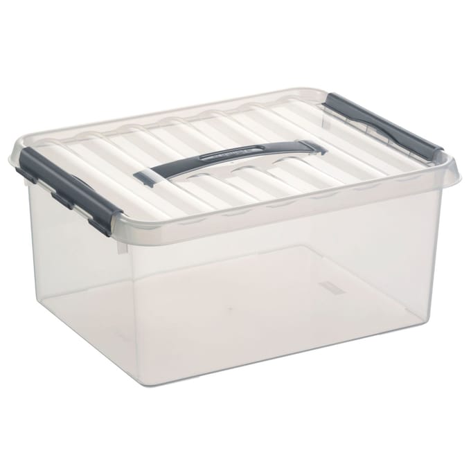 Sunware - Q-line opbergbox 15L transparant metaal - 40 x 30 x 18 cm