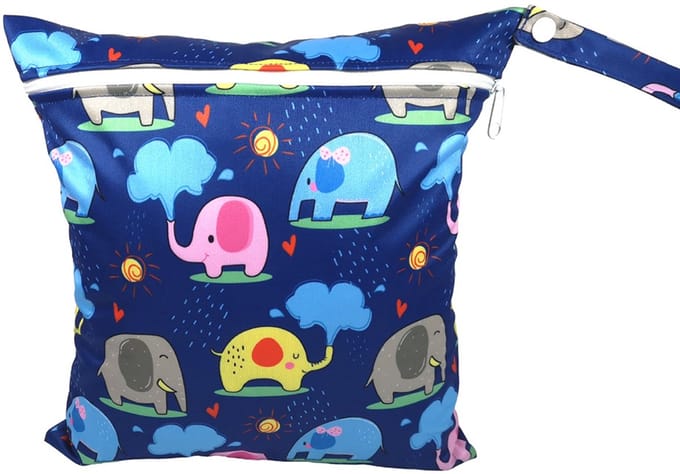 Strandtas met ritssluiting – Waterdichte strandtas – Luiertas – 28x30 cm –Olifant spuit water SM209