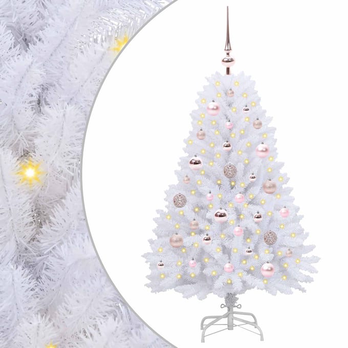 vidaXL - Kunstmatige - Hinged - Kerstboom - Wit - 120 - cm - PVC - en - Staal