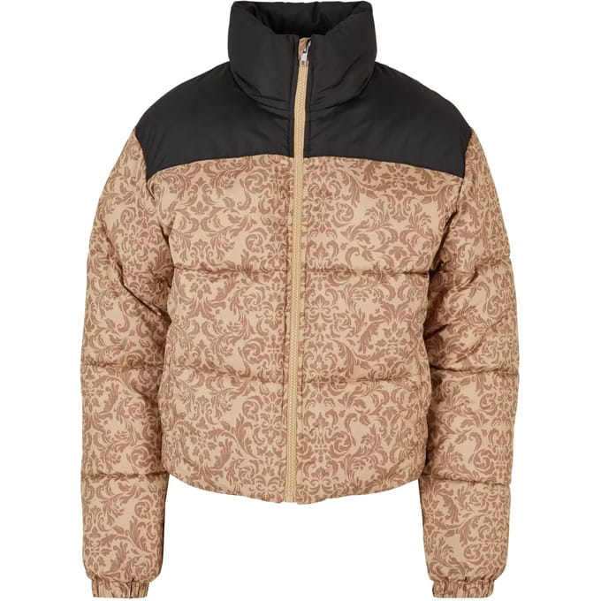 Urban Classics - Ladies AOP Retro Gewatteerd jack - M - Beige