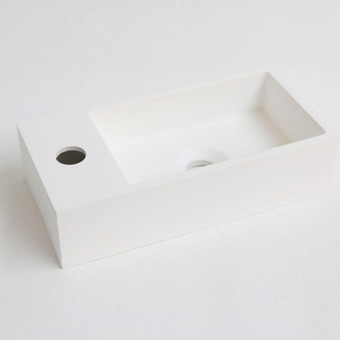 INK Versus Fontein - 36x18x9cm - wasbak links - 1 kraangat - polystone wit mat
