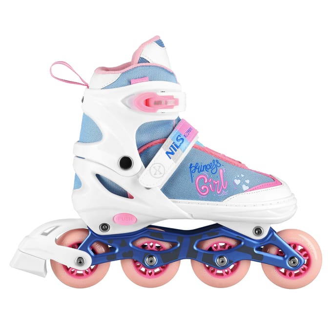 Nils Extreme Princess - Inline Skates - Bovenmaat Verstelbaar - Veiligheidsbanden - Wit