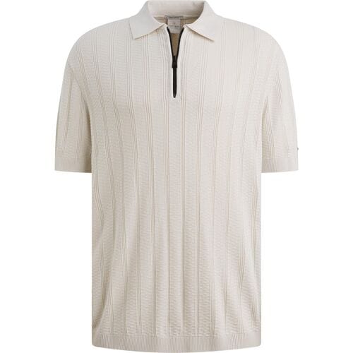 Polo Shirt Korte Mouw Cast Iron Half-Zip Polo Structure Ecru