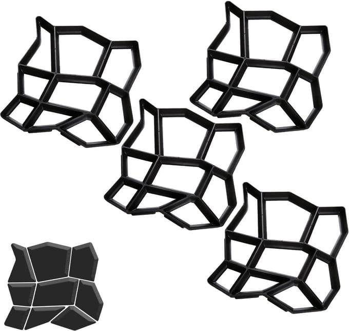 4pcs Tuinpad mal 43x43x4cm betonmal voor terras oprit tuinpad herbruikbaar