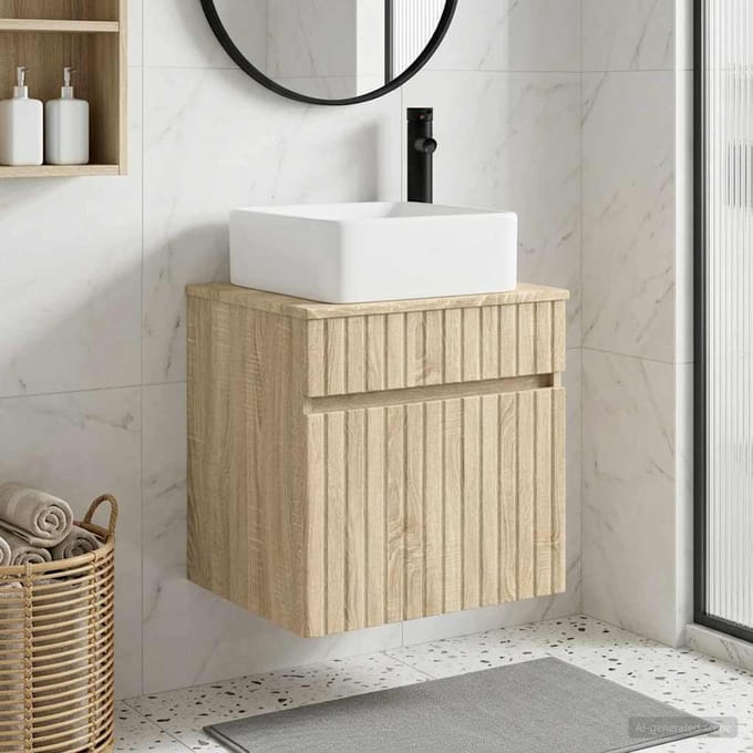 vidaXL - Wandgemonteerde - wastafelmeubel - Sonoma - Eiken - 49 - x - 41 - x - 63 - cm