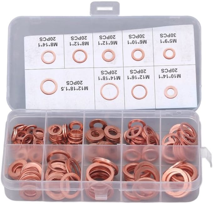 Allecto - Olieaftapplugpakkingen - Assortiment - Rood Koper M5-14