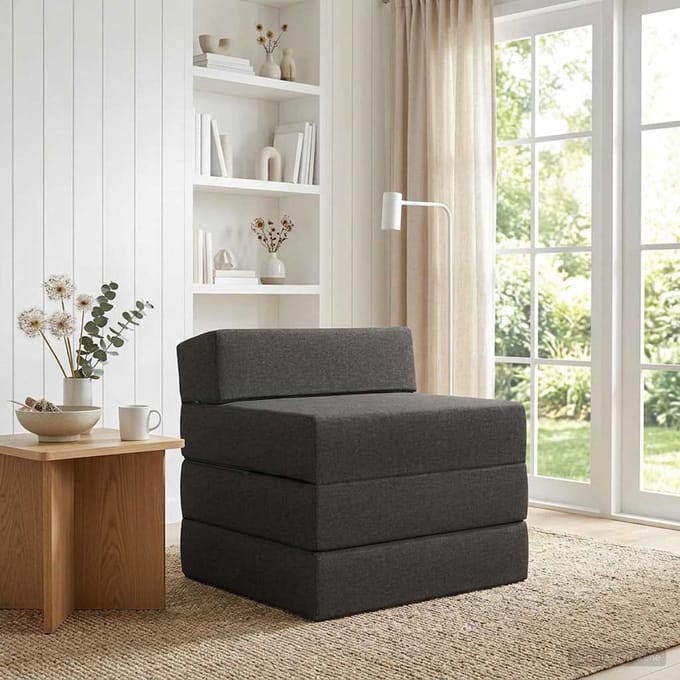 vidaXL - Vouwbare - Sofa - Bed - Donkergrijs - 70 - x - 60 - x - 63 - cm - Stof
