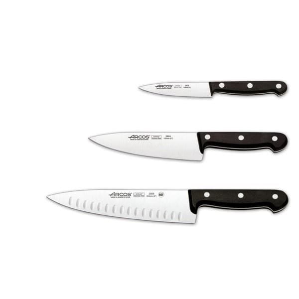 Coffret de couteaux - ARCOS - Universal - Acier inox Nitrum - 3 pièces - Manches POM noir
