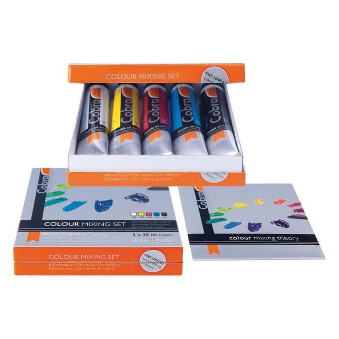 5 tubes olieverf - Primaire kleuren - Waterverdunbaar - Cobra wit