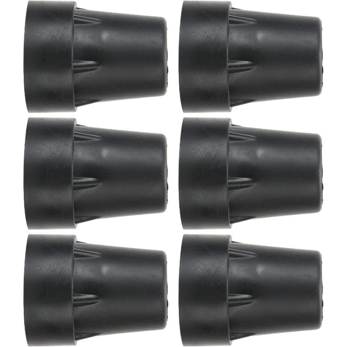 6 stuks Wandelstok Onderkant Pads Antislip Wandelstokken Eindkap Tip Accessoire black