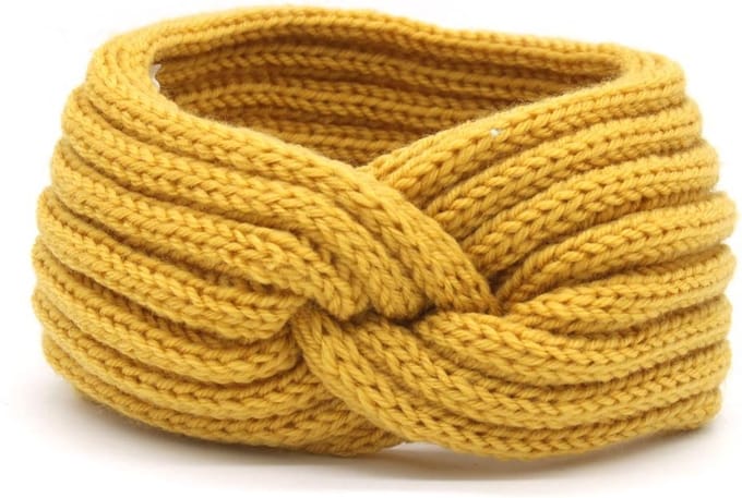Dielay - Warme Gebreide Hoofdband - Oorwarmers - Geel