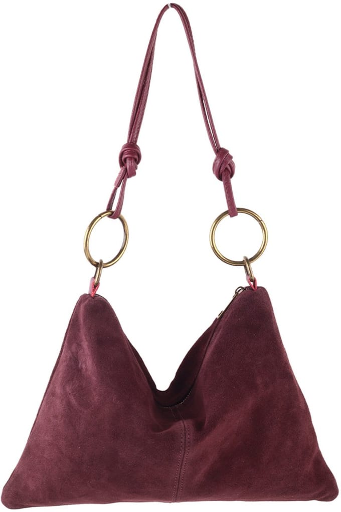 Giuliano lederen suede schoudertas Eveis - Made in Italy - Dames - Suede - Bordeaux