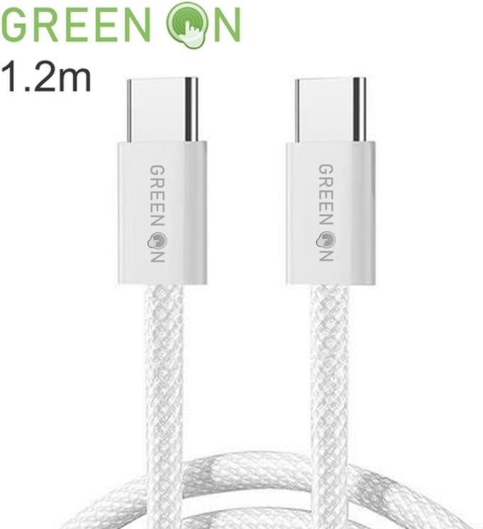 GREEN ON Gevlochten USB-C naar USB-C Kabel 1.2 Meter • 60W