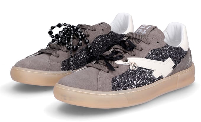 Gio+ damessneaker grijs glitter