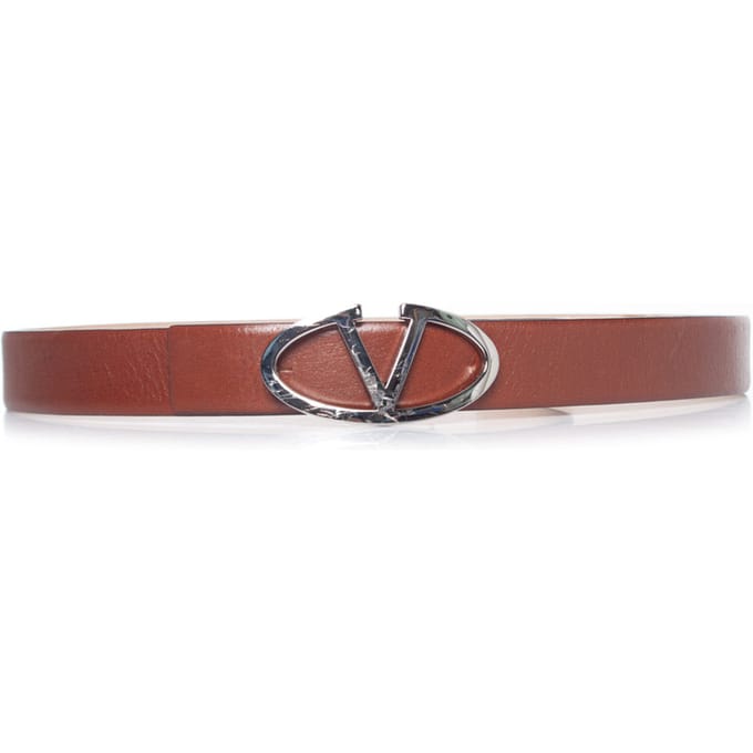Valentino Garavani Bruine leren V-gesp riem