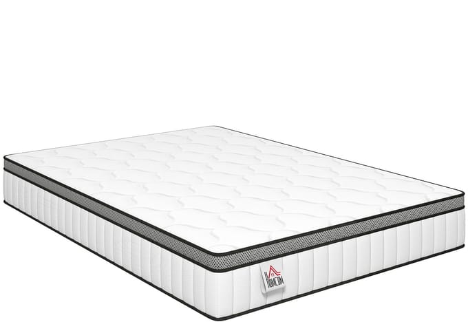 HOMCOM Matras - Gebreide jacquardstof, traagschuim - 190 x 140 x 20 cm - Wit