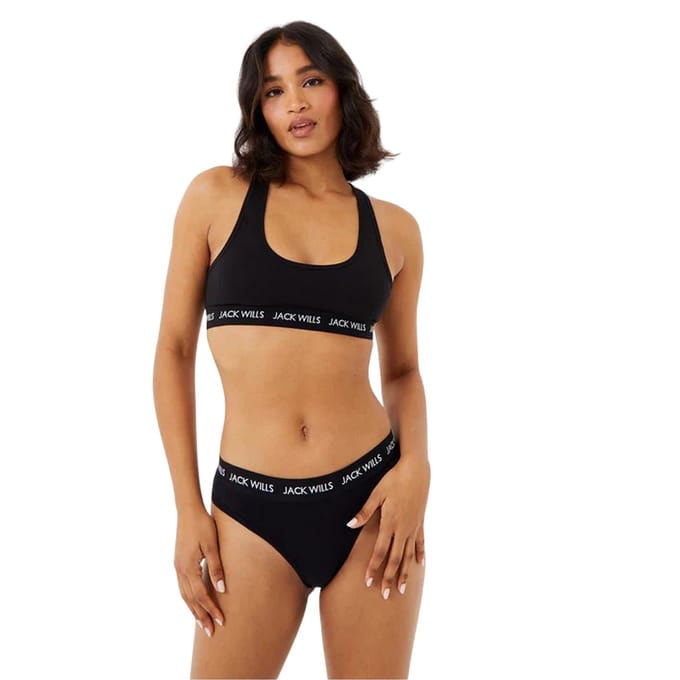Jack Wills Dibsdall katoenen jersey bralette voor dames (set van 2) (Zwart)