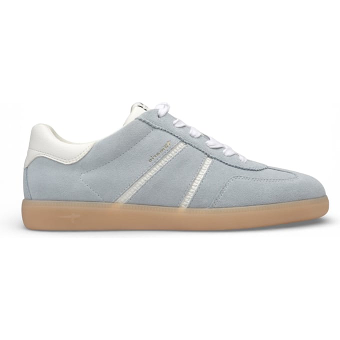 Tamaris dames sneakers van blauw-wit leer