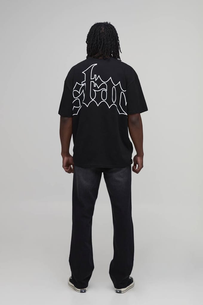 Lang Zwart Oversized T-shirt Met Sterrenprint | Black | Size Medium