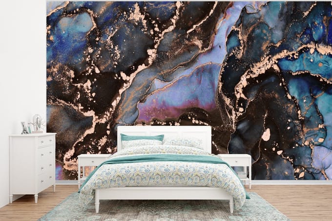 Behang - Fotobehang Marmer - Goud - Rosé - Breedte 320 cm x hoogte 240 cm
