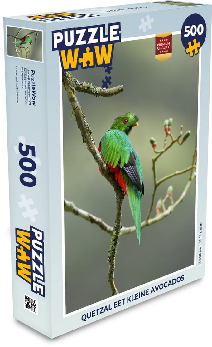 Puzzel Quetzal eet kleine avocados - Legpuzzel - Puzzel 500 stukjes