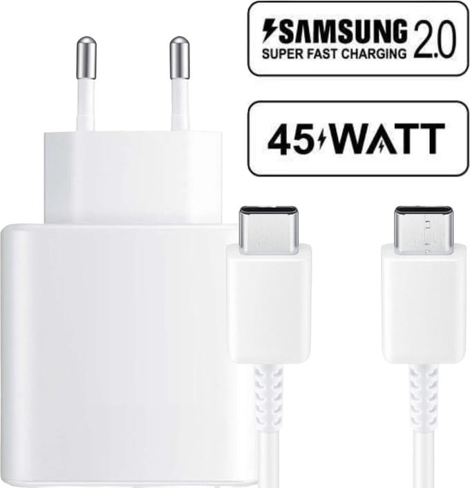 Usb-C Oplaadstekker + usb-C naar usb-C Oplader - 2 Meter - 45w - Super Fast Charging - Universele Thuislader - Usb-C - Adapter voor S24,S23,Note,S22, S21, S20, Tablet S7, Tablet S8