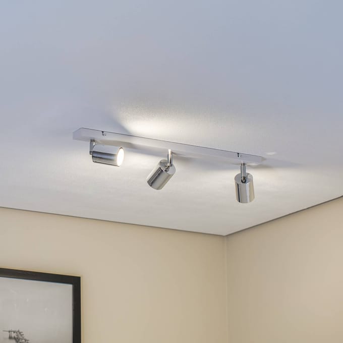 HELAM Plafondlamp Tune II, wit/chroom, metaal, 3-lamps, E27