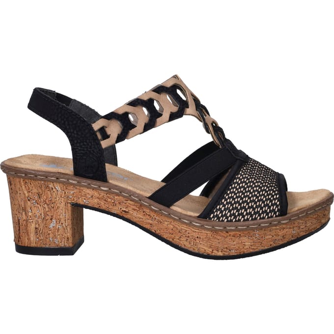 Rieker Sandalen met hak zwart Synthetisch - Dames - Maat 40