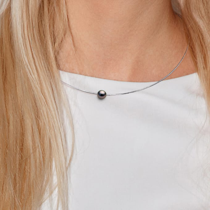 Tahitian Pearl Necklace OMEGA Ronde 9-10 mm 925