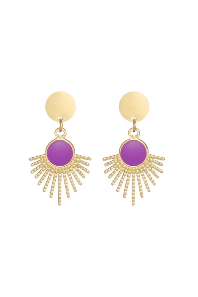 Oorbellen secret soul - paars- goudkleur