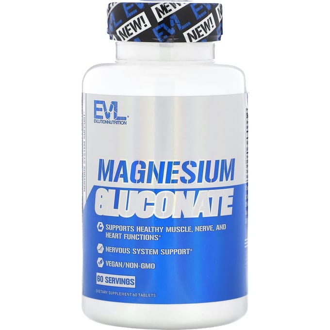 EVLution Nutrition, Gluconate de Magnésium, 26,5 mg, 60 comprimés