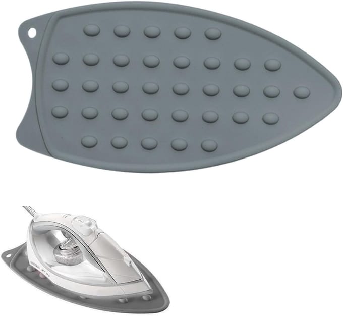 Hittebestendige strijkijzermat grijs voor strijkplank, siliconen strijkijzeronderlegger met antislip - 80x40 cm