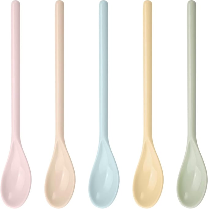 Kleurrijke Eierscheppen - Set van 5 Herbruikbare Plastic Lepels voor Koffie, Dranken en Eieren