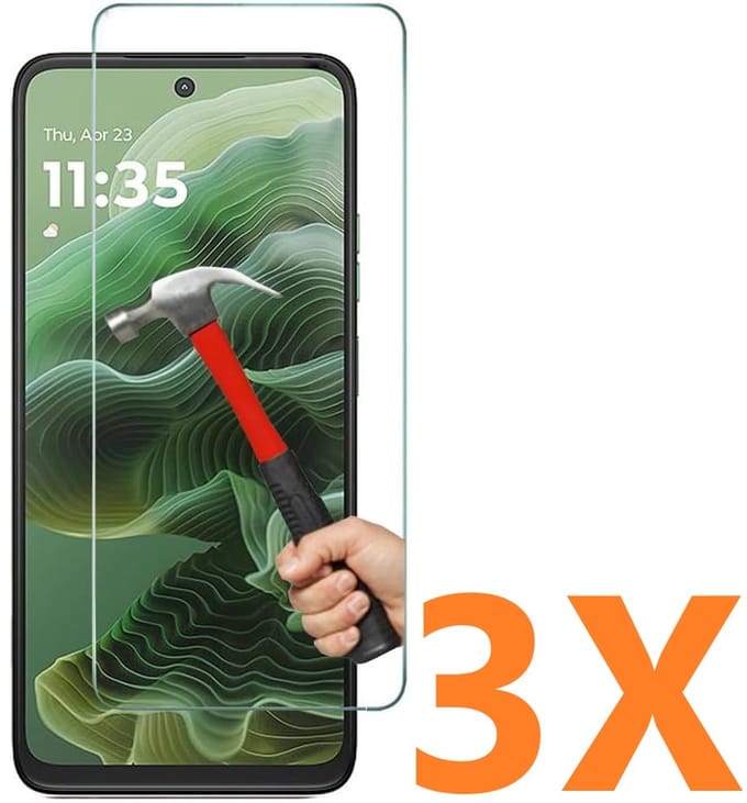 Screenprotector Glas - Tempered Glass Screen Protector Geschikt voor: Motorola Moto G35 5G - 3x