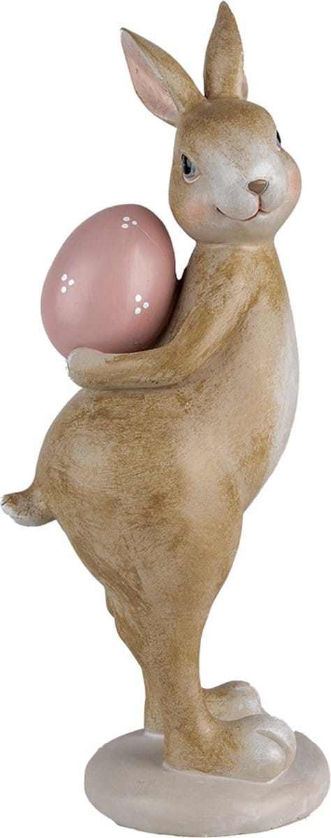 Clayre & Eef Decoratie Beeld Konijn 10x12x31 cm Beige Kunststof