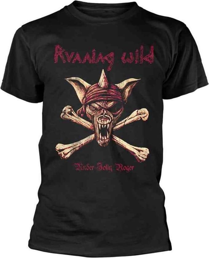 Running Wild Heren Tshirt -M- Under Jolly Roger Crossbones Zwart