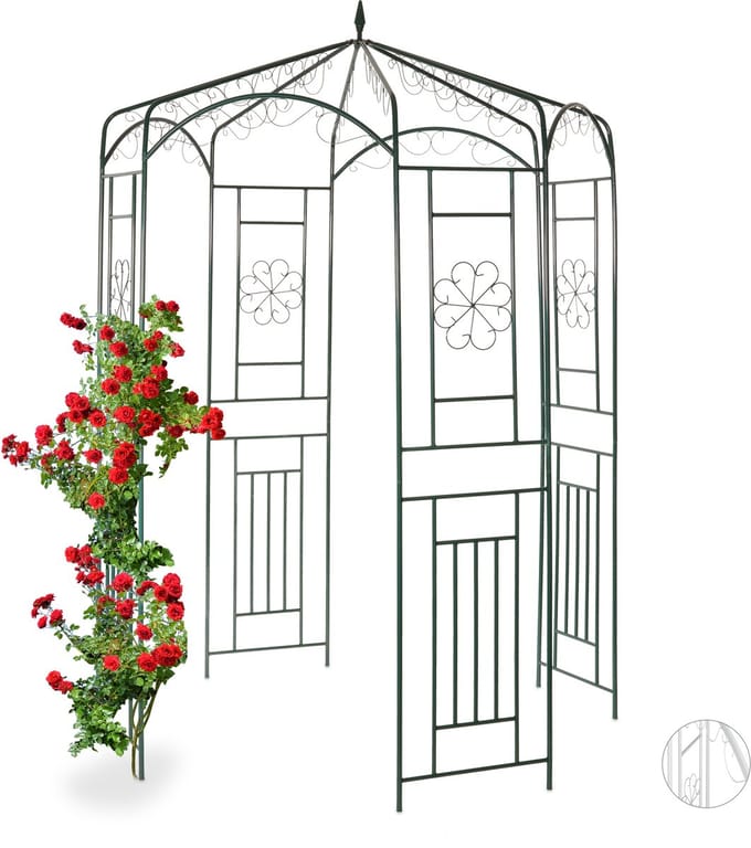 rozenpaviljoen metaal - 250 x 160 x 160 cm - klimhulp - groen