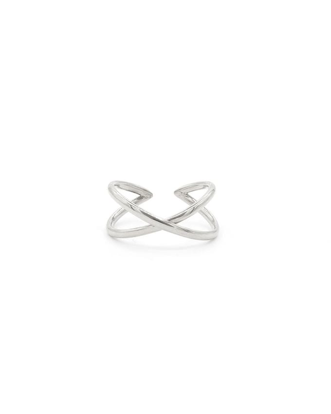 Mint15 Verstelbare ring dubbel X-vorm - Zilverkleur RVS/Stainless Steel