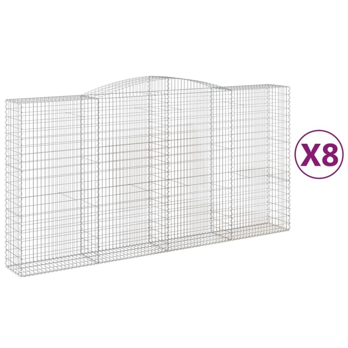 vidaXL - Schanskorven - 8 - st - gewelfd - 400x50x200/220 - cm - ijzer