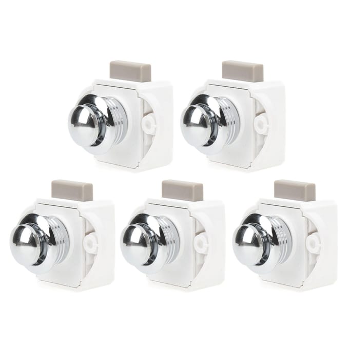 5 Stuks Drukknop Sluiting Zinklegering Sleutelloze Kastsloten voor 14‑16 mm Deurdikte white