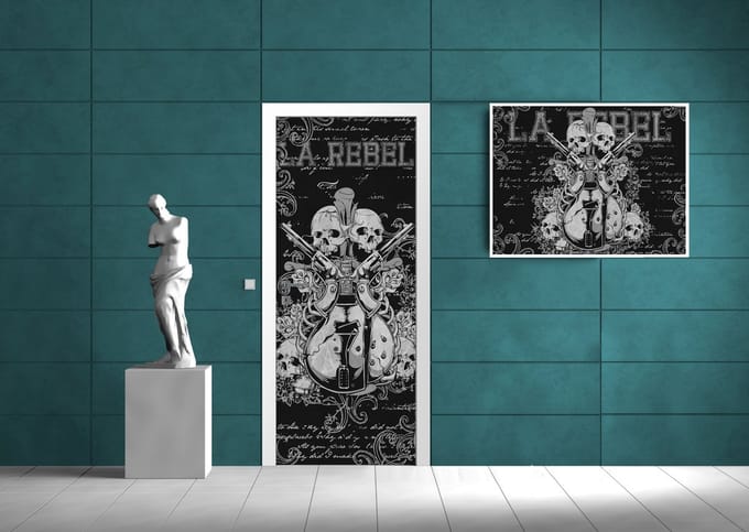 Rock Guitar Skull Guns Photo Wallcovering
