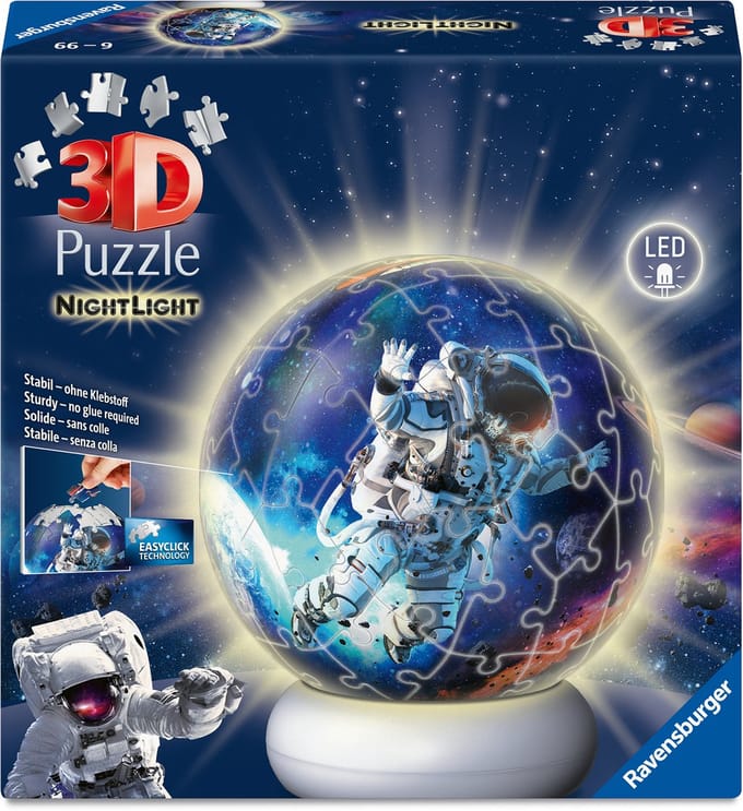 Ravensburger – Astronauten – 3D Puzzle-Ball Nachtlicht – 73 Stukjes