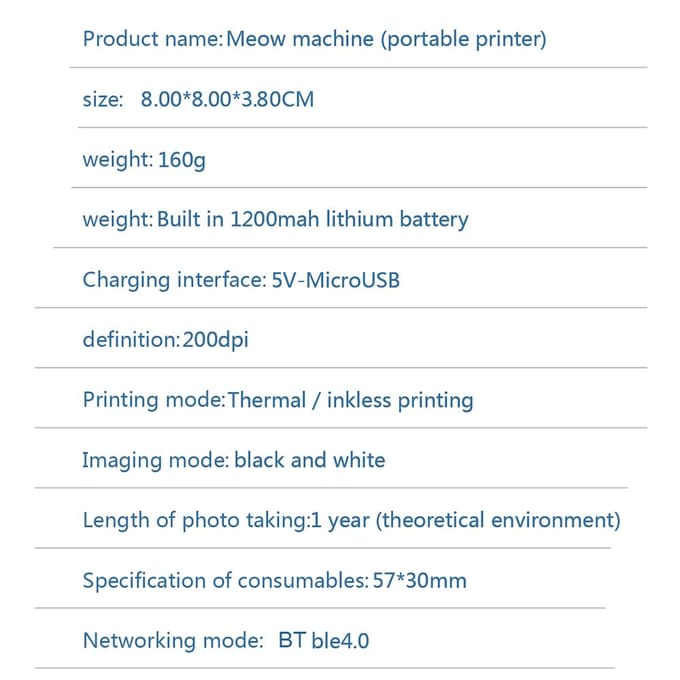 Draagbare miniprinter Studentenstudieprinter Etiketten Handige thermische printer Mobiele telefoon BT blauw