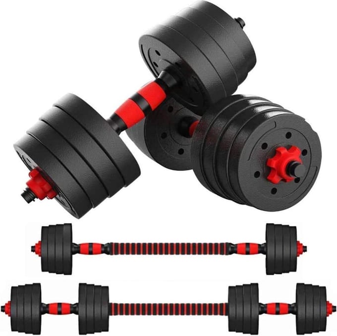 Halterset / Dumbbellset 30 kg verstelbaar - Zwart/Rood