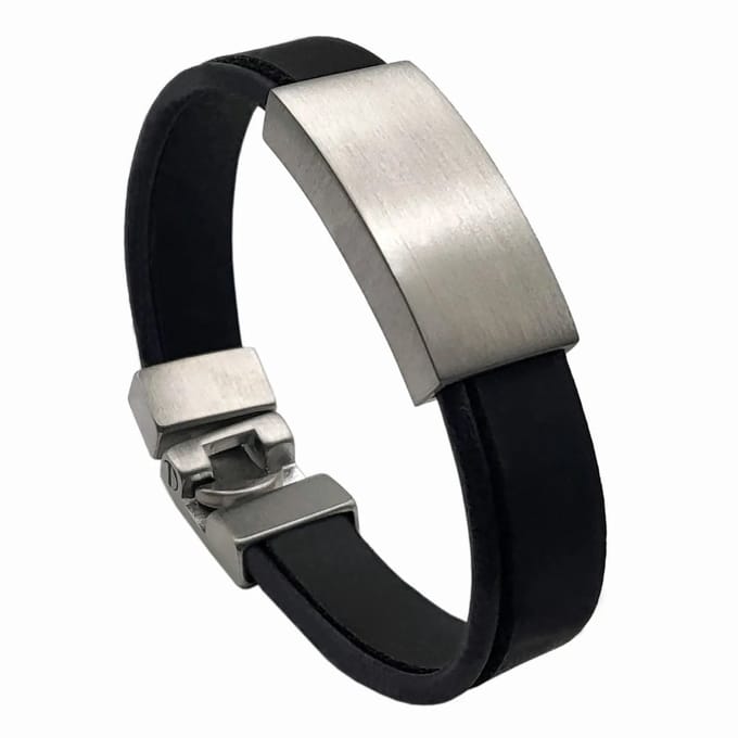 Zwart leren as armband met schuif 20cm